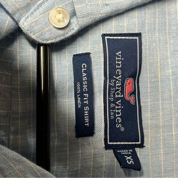 New Vineyard Vines Spread Collar Striped Linen Shirt Mens XS - Picture 4 of 5